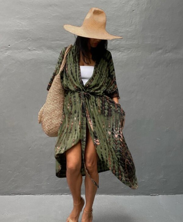 Green Beach Tunic Cover-up - Kimono Beachwear
