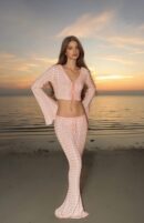 Long Sleeve Top & Beach Half Skirt Two-Piece Swimsuit Cover-Up