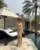 Sexy U-Neck Knit Maxi Dress Crochet Beach Outfit