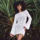 White Sexy Bell Sleeve Lace Up Beach Mini Dress for Women