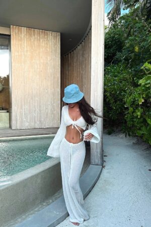 Lace Up Bell Sleeve Beachwear Set Summer 2025